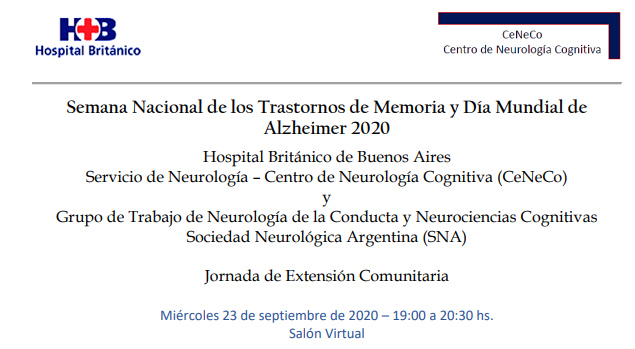 Semana Nacional de los Trastornos de Memoria y Día Mundial de Alzheimer 2020